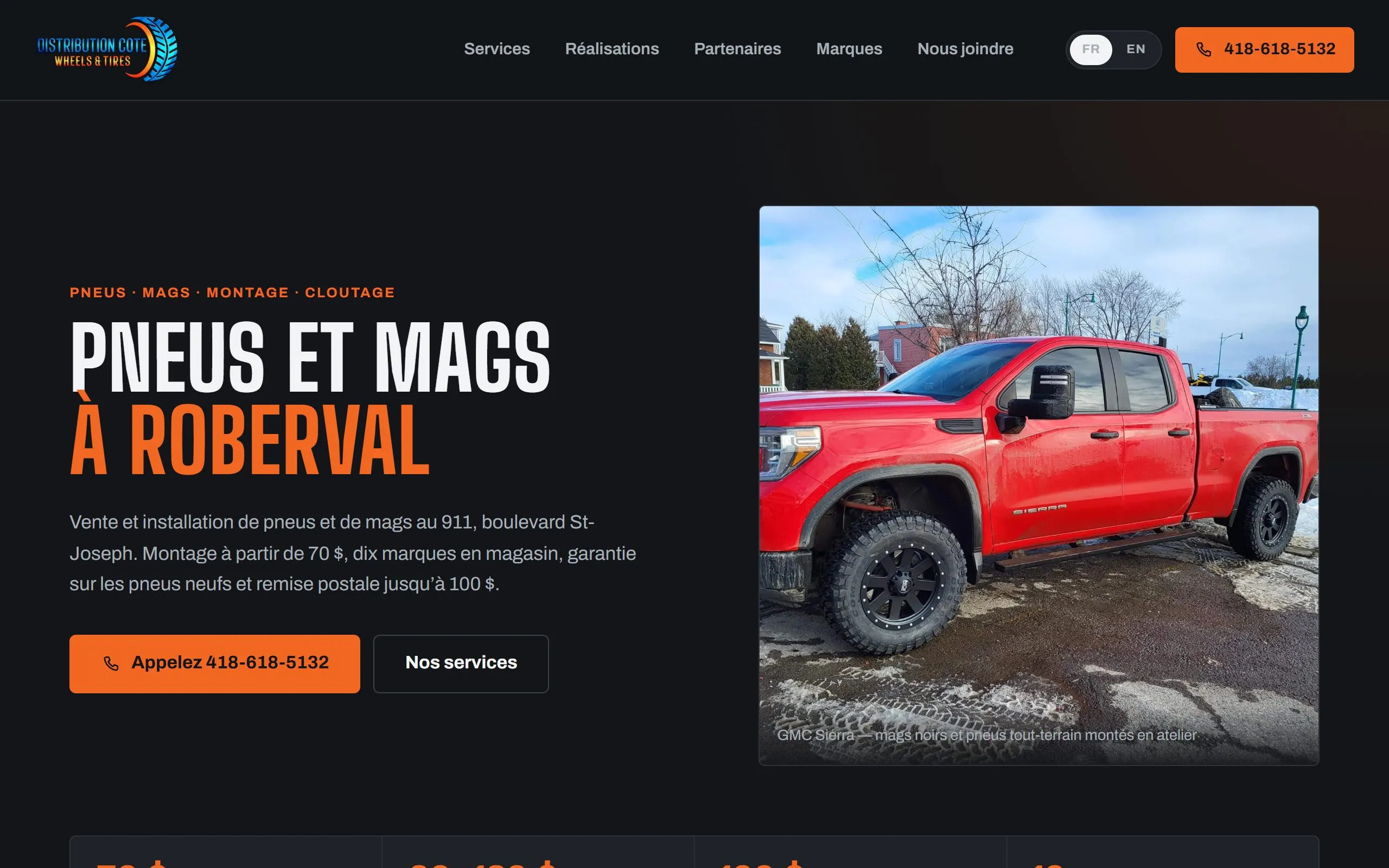 Page d’accueil du site de Distribution Côté